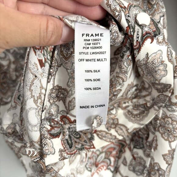 Frame 70’s Floral Paisley Long Sleeve Button Down Silk Blouse Women’s Sz Medium - Picture 6 of 11